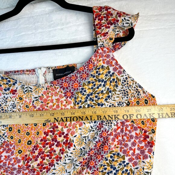 Donna Morgan Women's Sleeveless Ruffle Strap Dress Sz 16W Floral Patchwork Fairy - Picture 10 of 15